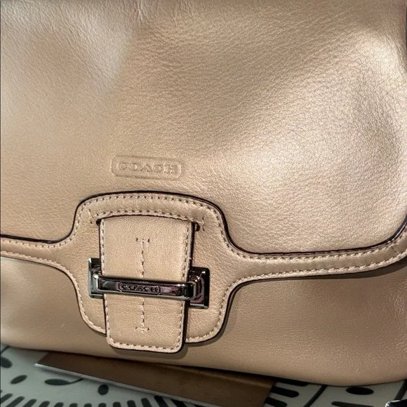 Coach Beige Leather Shoulder Bag - Picture 8 of 12